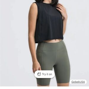 aerie Offline Sweat Sesh Black Cropped Tank Top Women’s Large